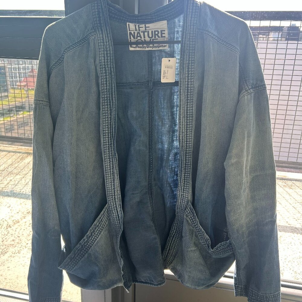 Freecity Blue Denim Open-Front Top